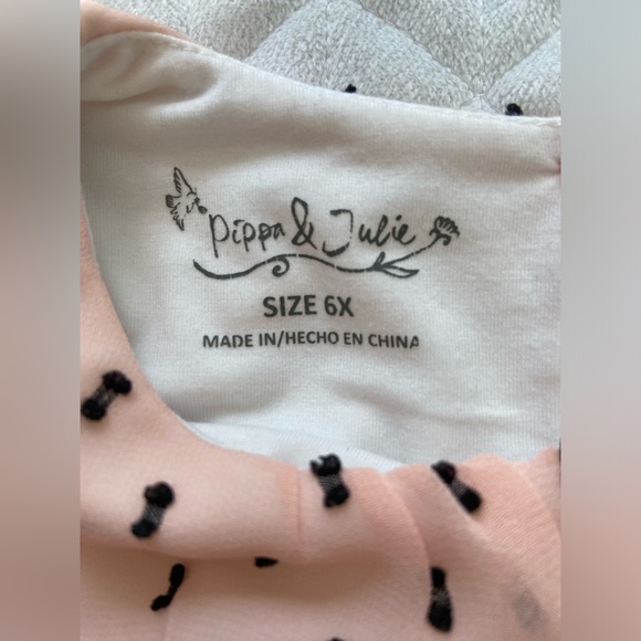 Pipa & Julie Girl’s Party/ Formal Dress Size 6X Soft Pink W/ Swiss Cloth Dots - Picture 1 of 13